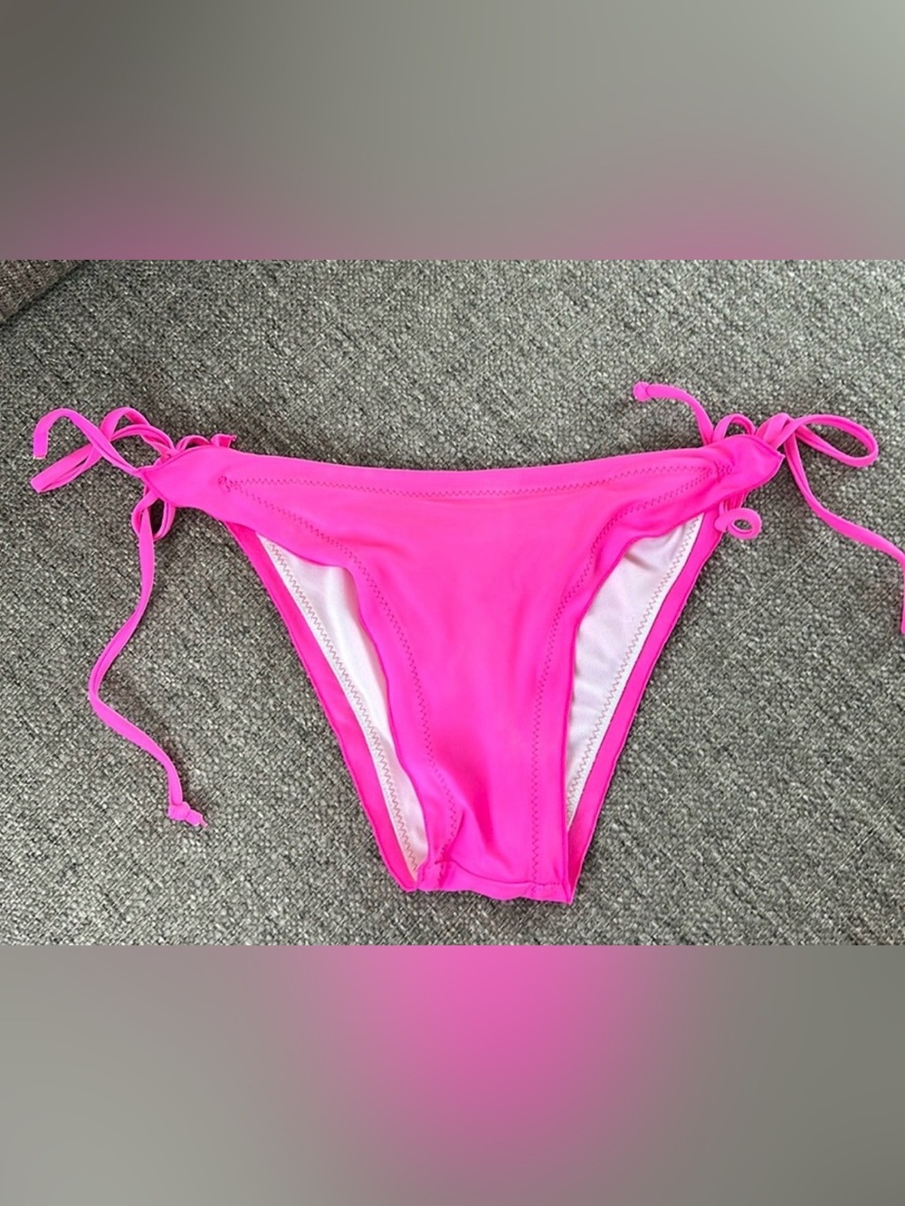 Zaful Women's Fluorescent Pink Side Tie Bikini Bottom Size M